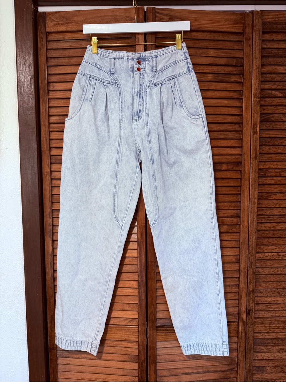 Vintage Bugle Boy 80s 90s High Waist Pleated Acid Wash Jeans Size 9